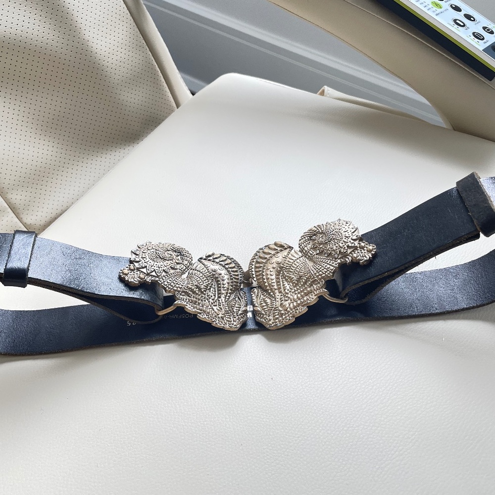 Just Cavalli Roberto Cavalli 3D HORSES CRYSTAL Buckle dark brown Leather Belt 85